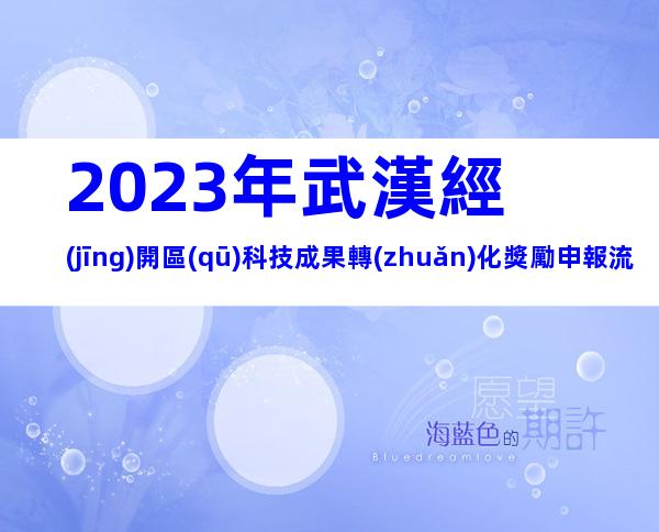 2023年武漢經(jīng)開區(qū)科技成果轉(zhuǎn)化獎勵申報流程、申報時間