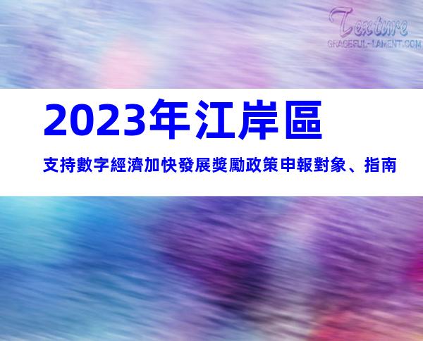 2023年江岸區支持數字經濟加快發展獎勵政策申報對象、指南