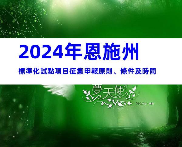 2024年恩施州標準化試點項目征集申報原則、條件及時間