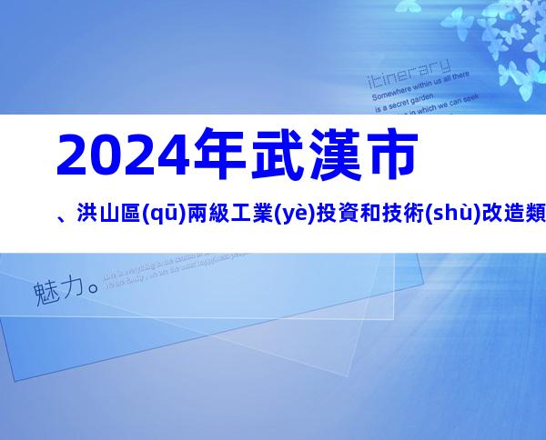 2024年武漢市、洪山區(qū)兩級工業(yè)投資和技術(shù)改造類專項資金申報條件、獎補、材料、時間