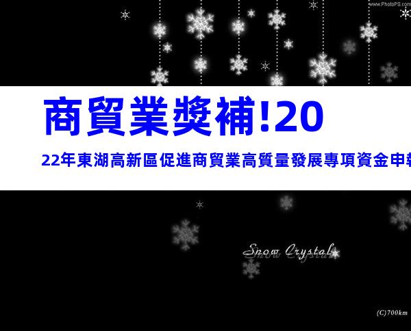 商貿業獎補!2022年東湖高新區促進商貿業高質量發展專項資金申報事項及所需材料