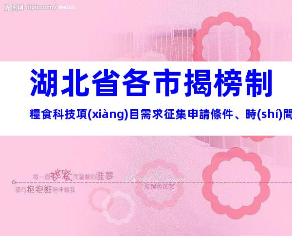 湖北省各市揭榜制糧食科技項(xiàng)目需求征集申請條件、時(shí)間、流程、補(bǔ)貼指南