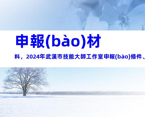 申報(bào)材料，2024年武漢市技能大師工作室申報(bào)條件、要求及時(shí)間